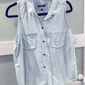 Express Light Blue Denim Vest